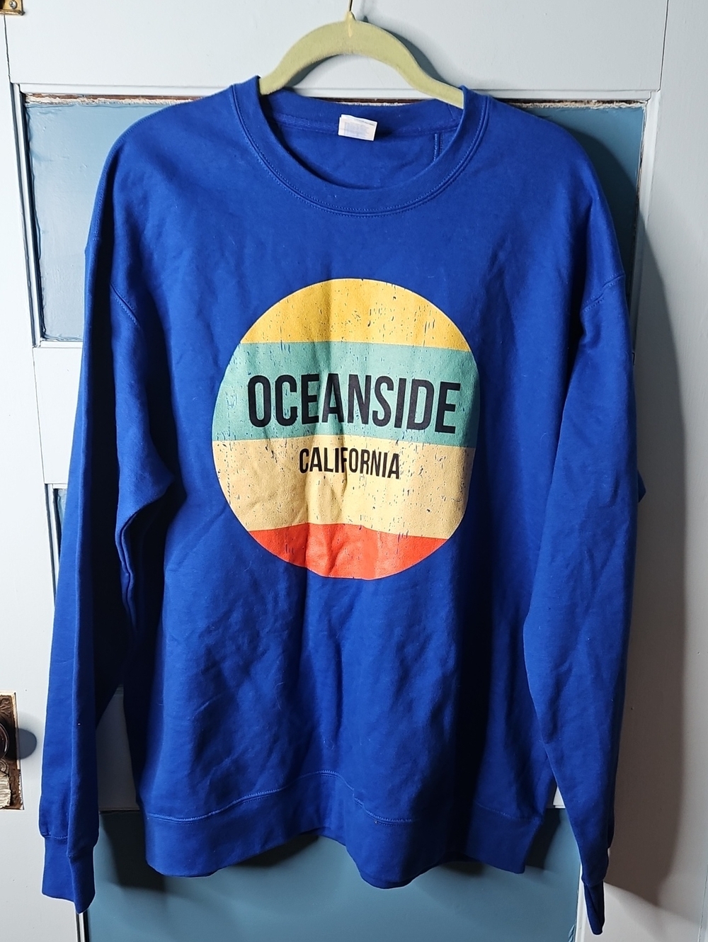 Oceanside California Blue Graphic Crewneck Sweatshirt XL UNISEX